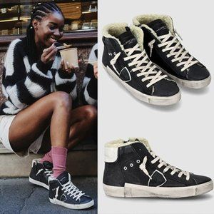 NIB Philippe Model High-Top Women's Sneakers PRHU WF03 Calfskin Black Size 6